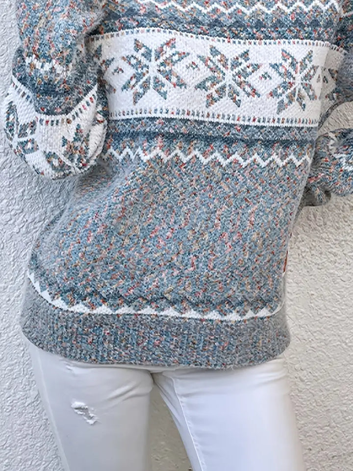 Deborah | Snowflake Mock Neck Christmas Sweater Women