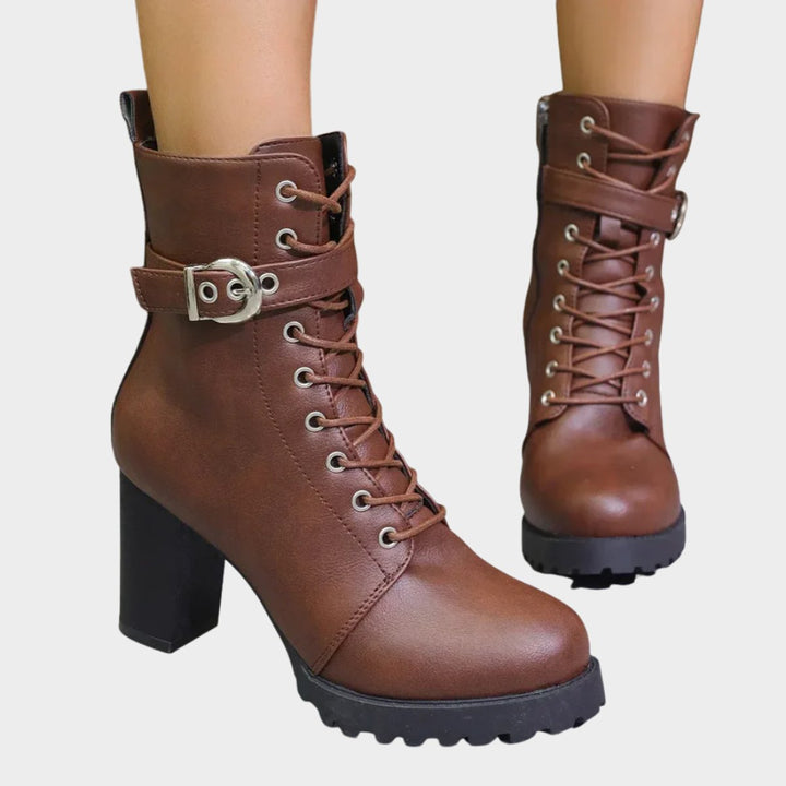 Denise | Classic Lace-Up Combat Boots Women with Buckle Strap