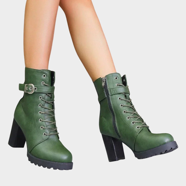 Denise | Classic Lace-Up Combat Boots Women with Buckle Strap
