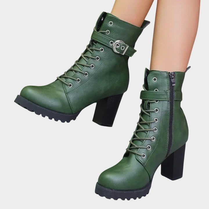 Denise | Classic Lace-Up Combat Boots Women with Buckle Strap