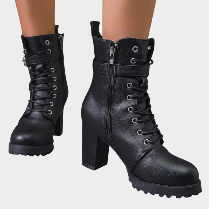Denise | Classic Lace-Up Combat Boots Women with Buckle Strap