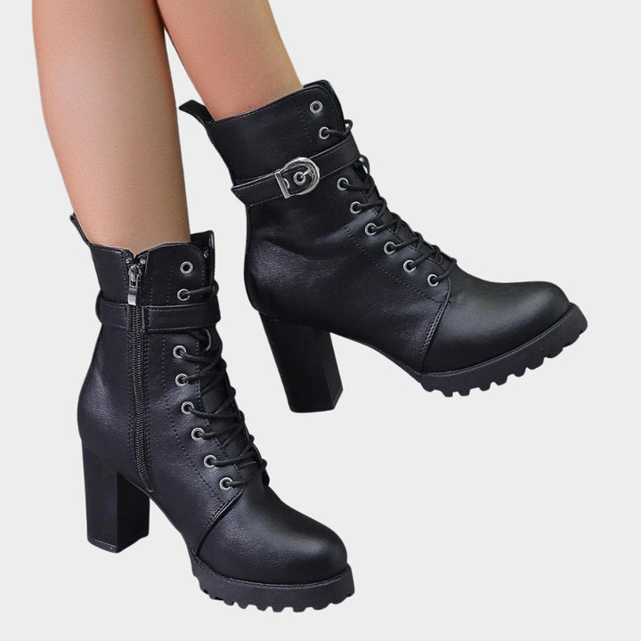 Denise | Classic Lace-Up Combat Boots Women with Buckle Strap
