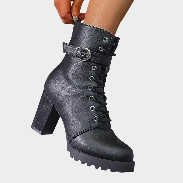 Denise | Classic Lace-Up Combat Boots Women with Buckle Strap