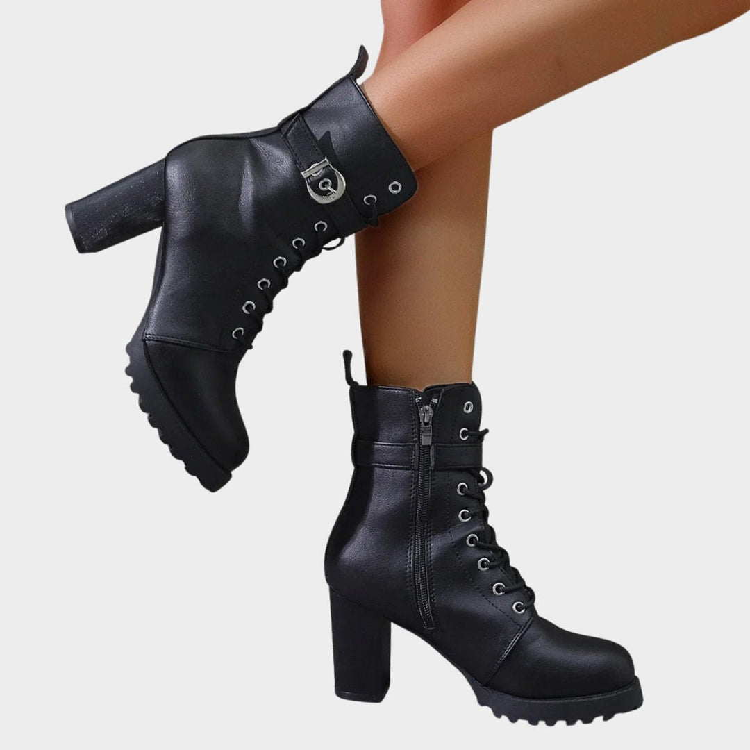 Denise | Classic Lace-Up Combat Boots Women with Buckle Strap