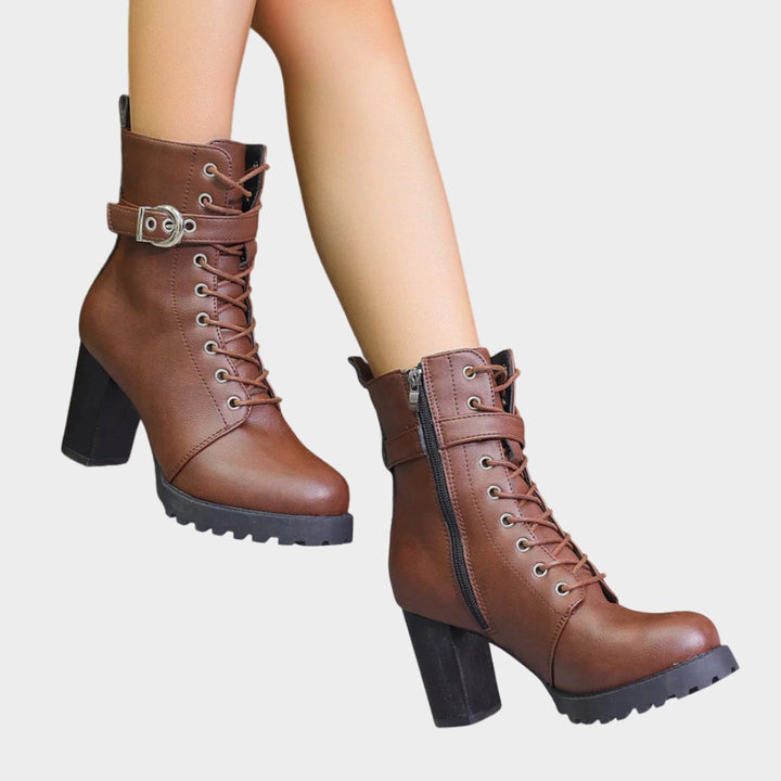 Denise | Classic Lace-Up Combat Boots Women with Buckle Strap