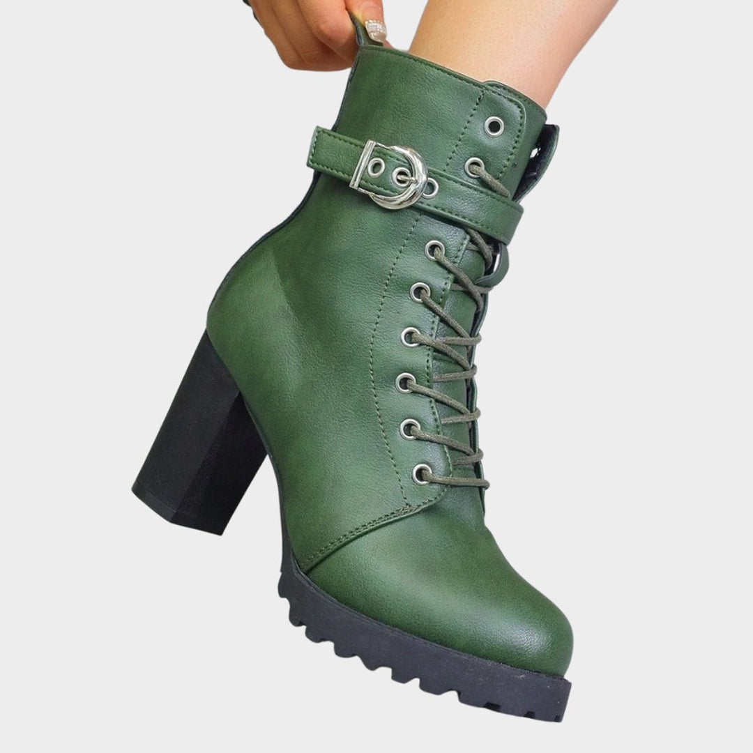 Denise | Classic Lace-Up Combat Boots Women with Buckle Strap