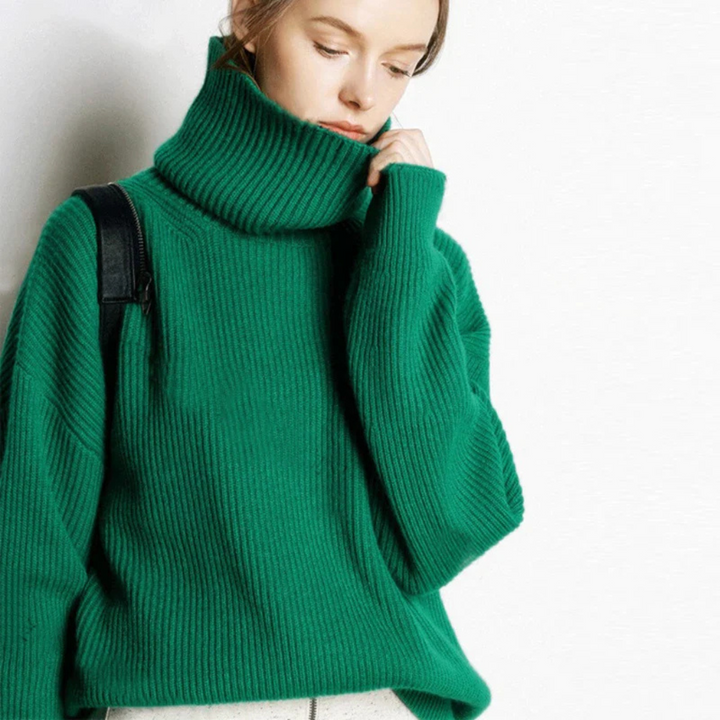 Denise | Oversized Ribbed Knit Turtleneck Sweater