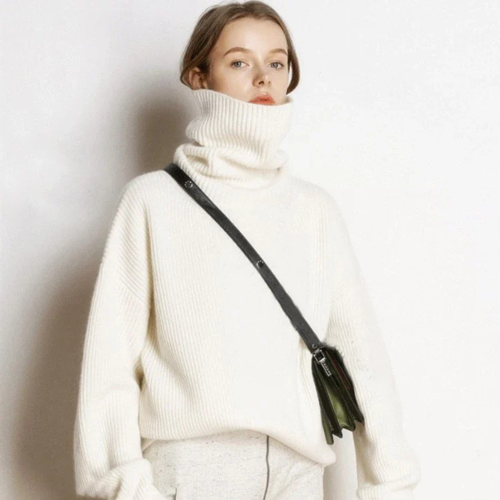 Denise | Oversized Ribbed Knit Turtleneck Sweater