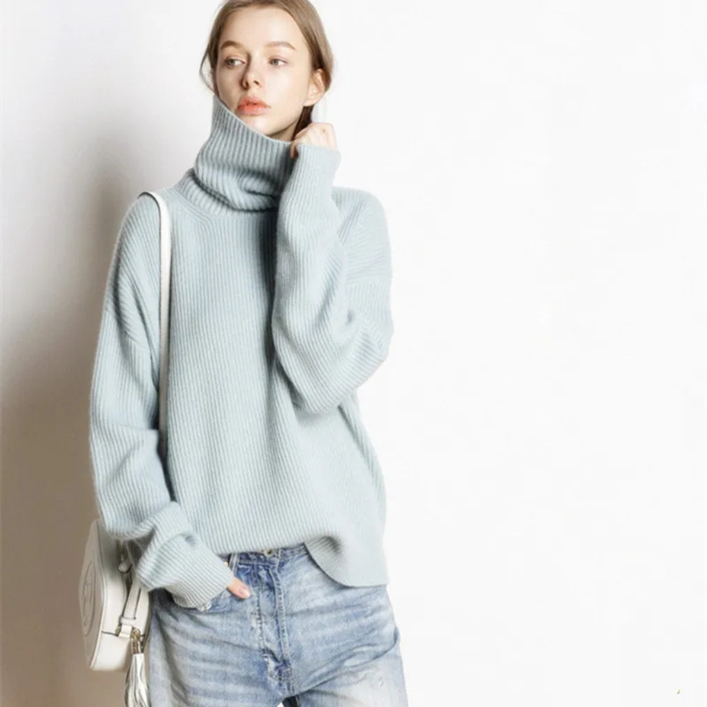 Denise | Oversized Ribbed Knit Turtleneck Sweater