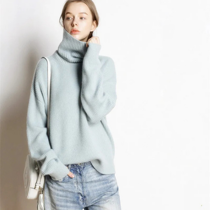 Denise | Oversized Ribbed Knit Turtleneck Sweater