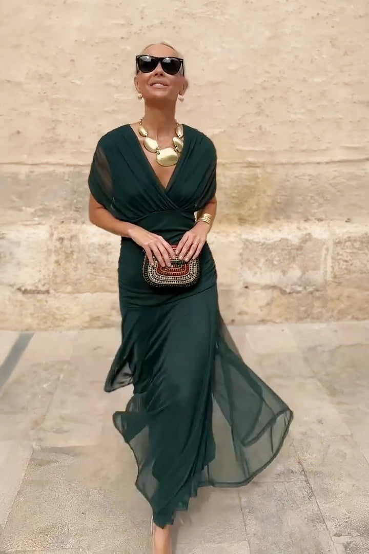 Denise | Sophisticated V-Neck Maxi Christmas Dress