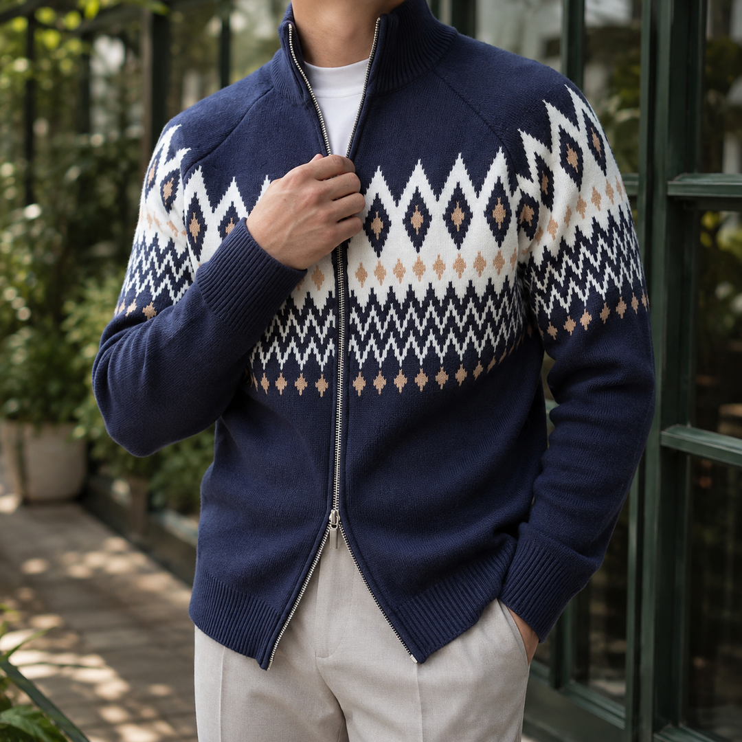 Dennis | Fair Isle Full Zip Mens Christmas Sweater