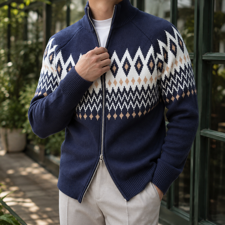 Dennis | Fair Isle Full Zip Mens Christmas Sweater