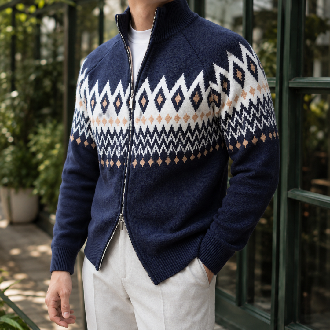 Dennis | Fair Isle Full Zip Mens Christmas Sweater