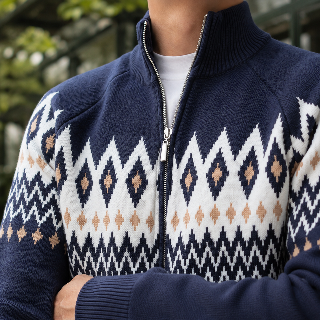 Dennis | Fair Isle Full Zip Mens Christmas Sweater