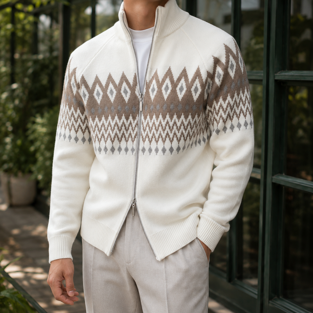 Dennis | Fair Isle Full Zip Mens Christmas Sweater