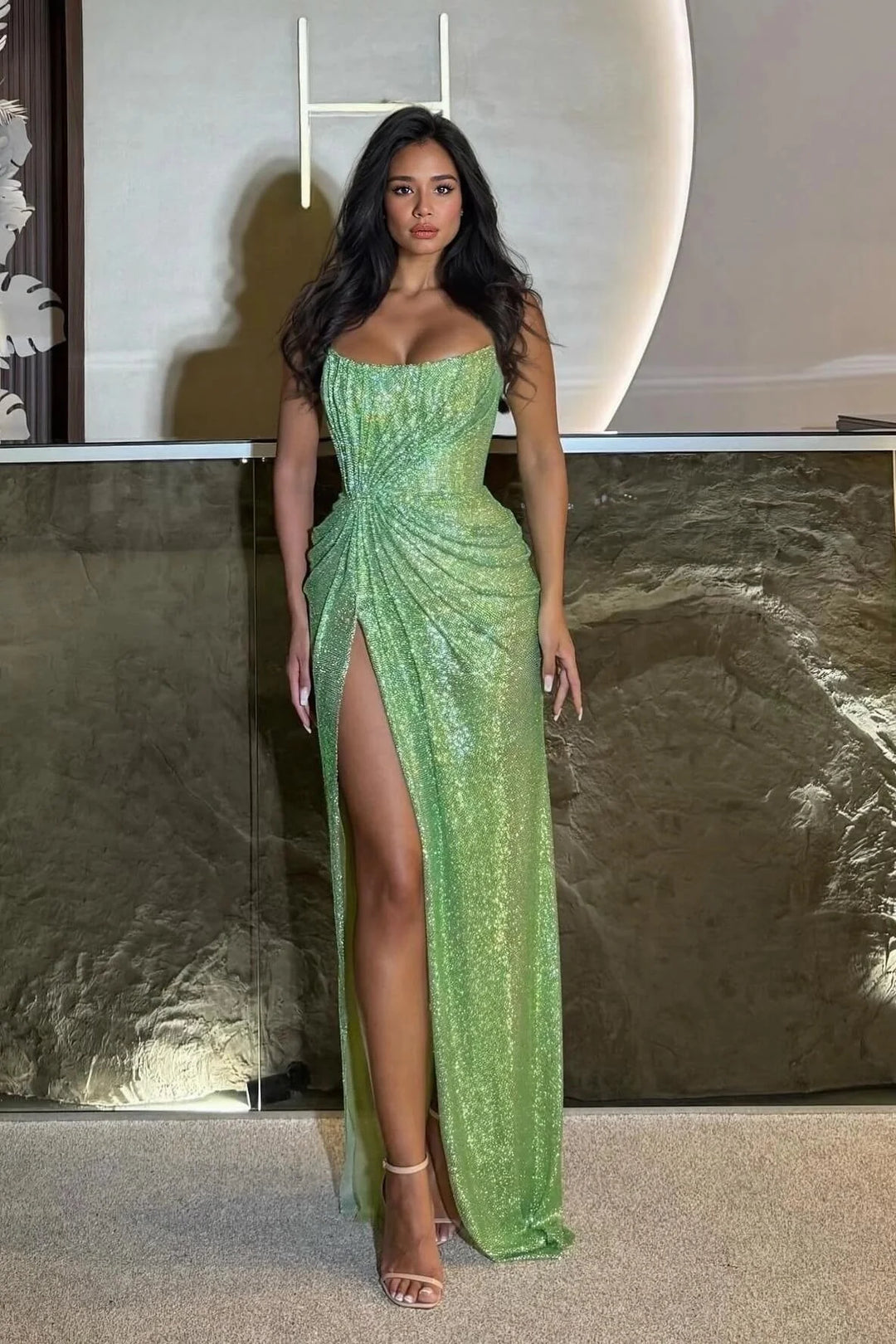 Diana | Classic Sequin Side Slit Christmas Dress