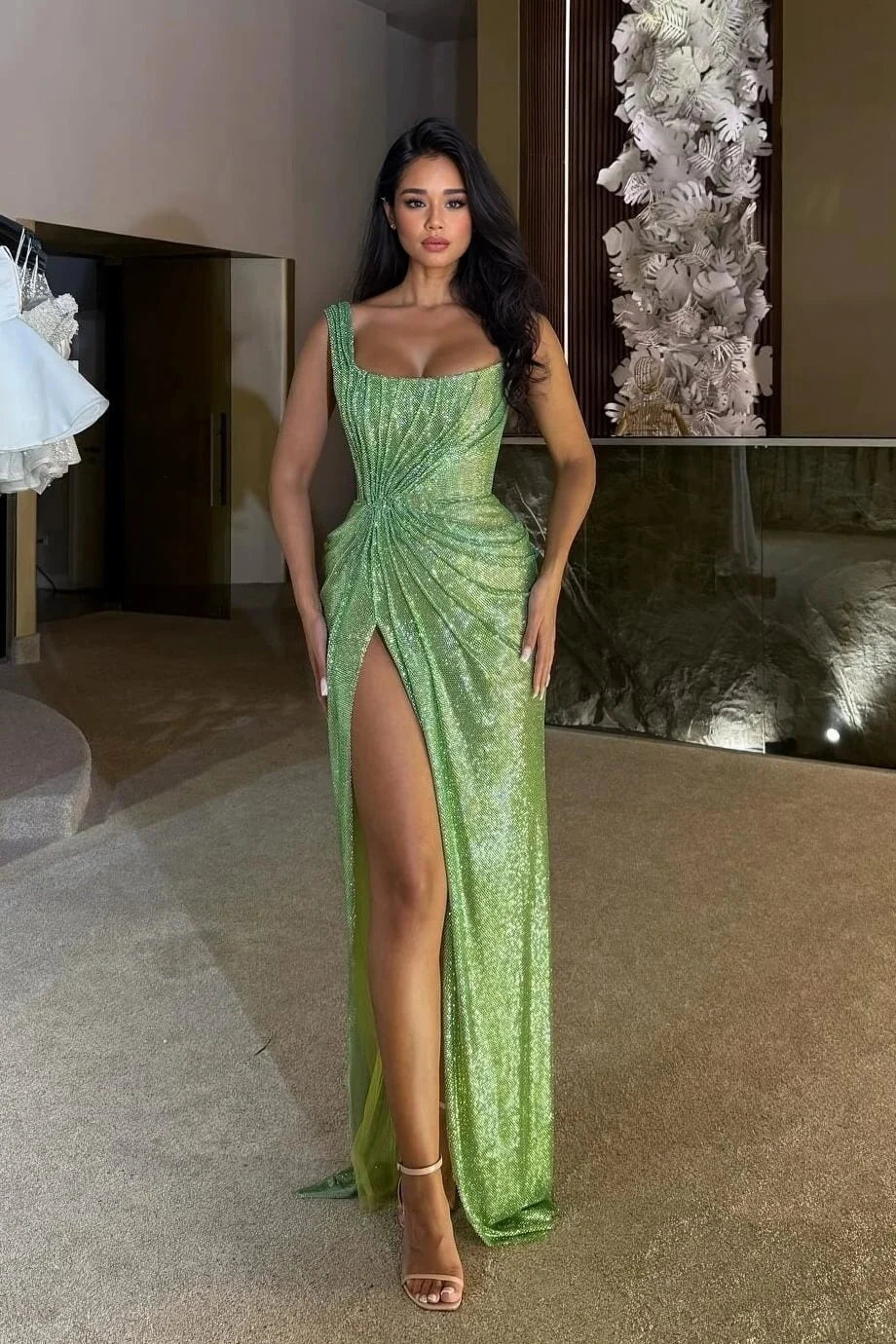Diana | Classic Sequin Side Slit Christmas Dress