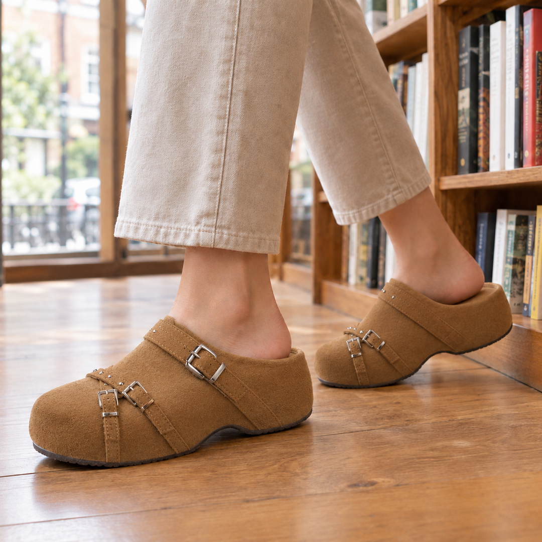 Diana | Effortless Buckle Clog Slippers with Triple Strap Detail