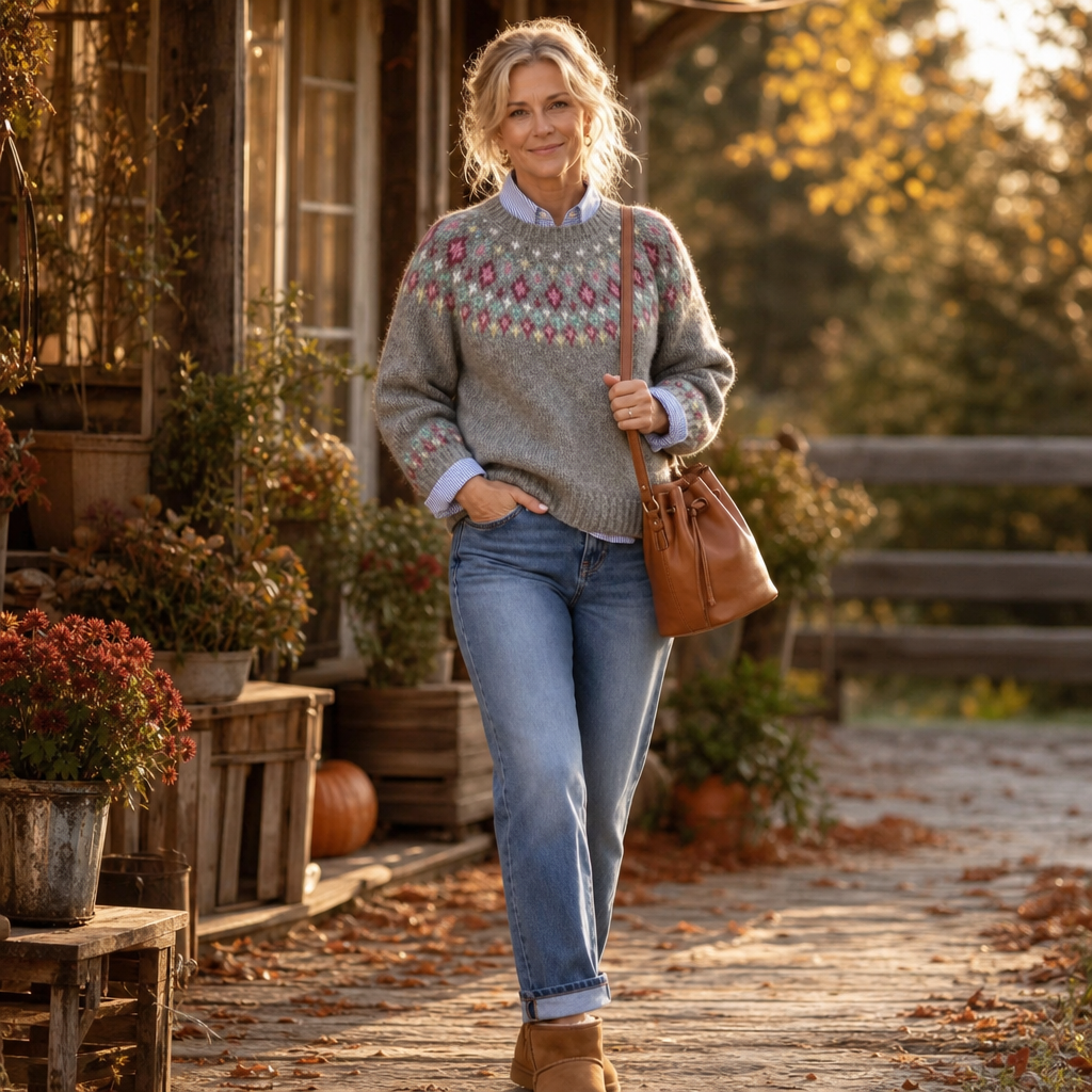 Diana | Fair Isle Crew Neck Christmas Sweater Women