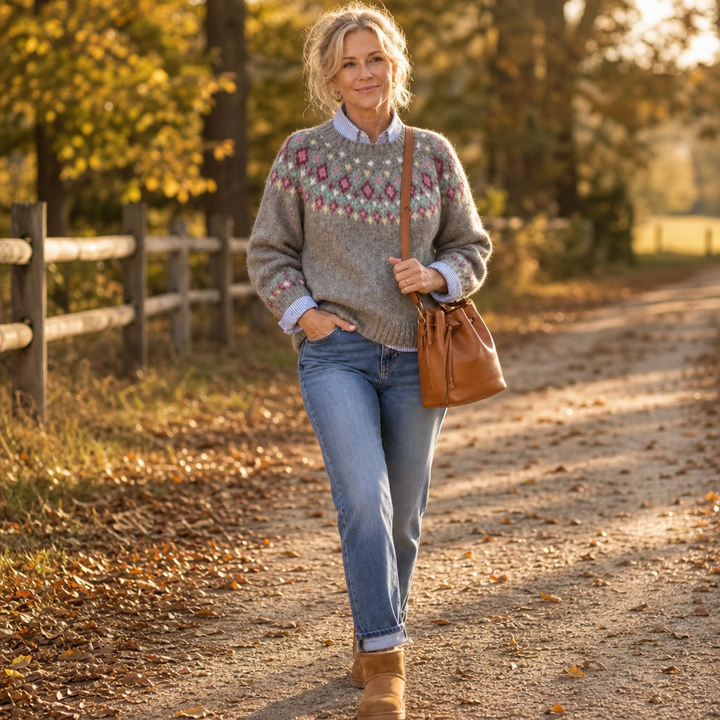 Diana | Fair Isle Crew Neck Christmas Sweater Women