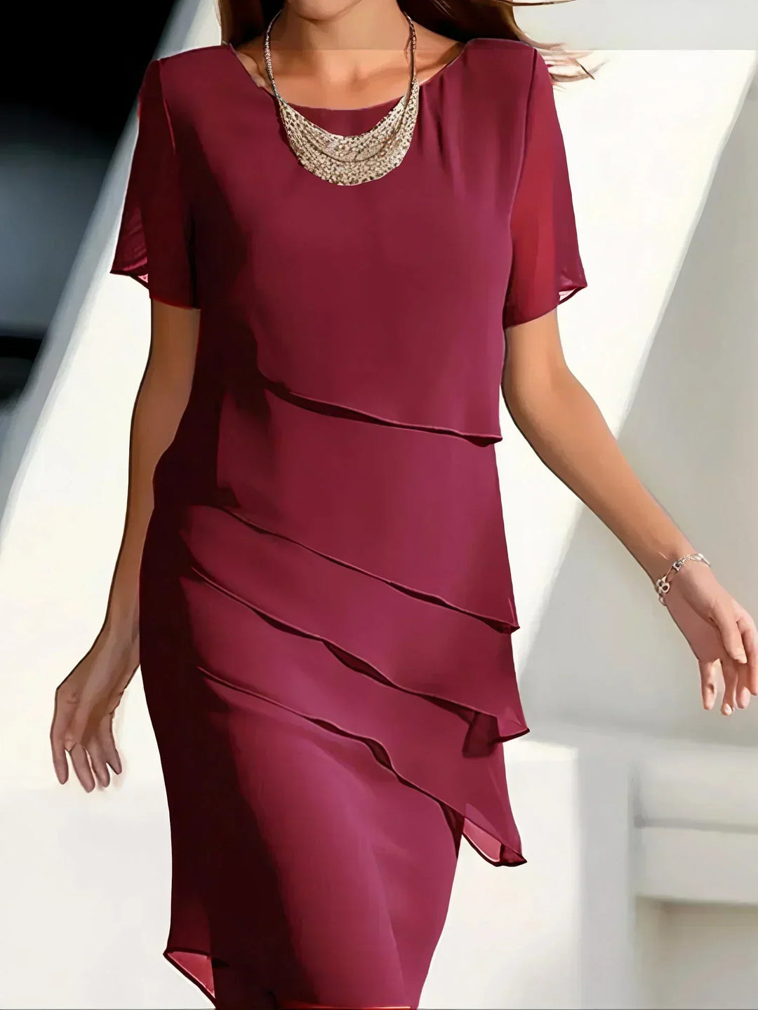 Diana | Polished Layered Tiered Midi Holiday Dress