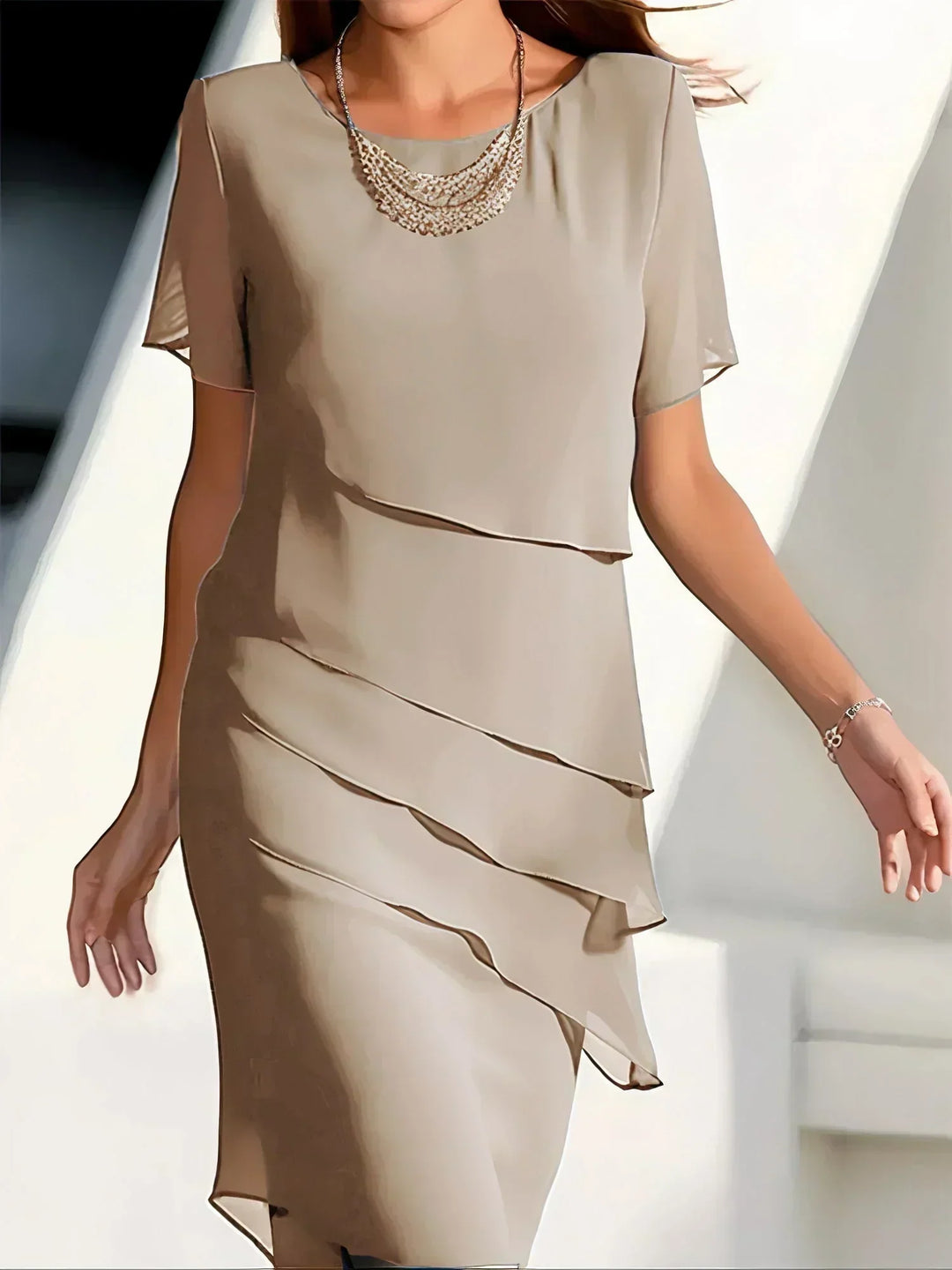 Diana | Polished Layered Tiered Midi Holiday Dress