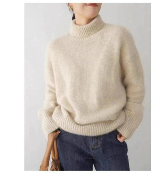 Diana | Refined Ribbed Trim Knit Turtleneck Sweater