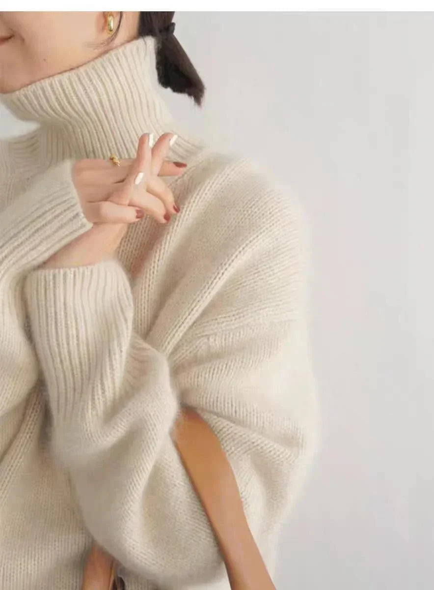Diana | Refined Ribbed Trim Knit Turtleneck Sweater