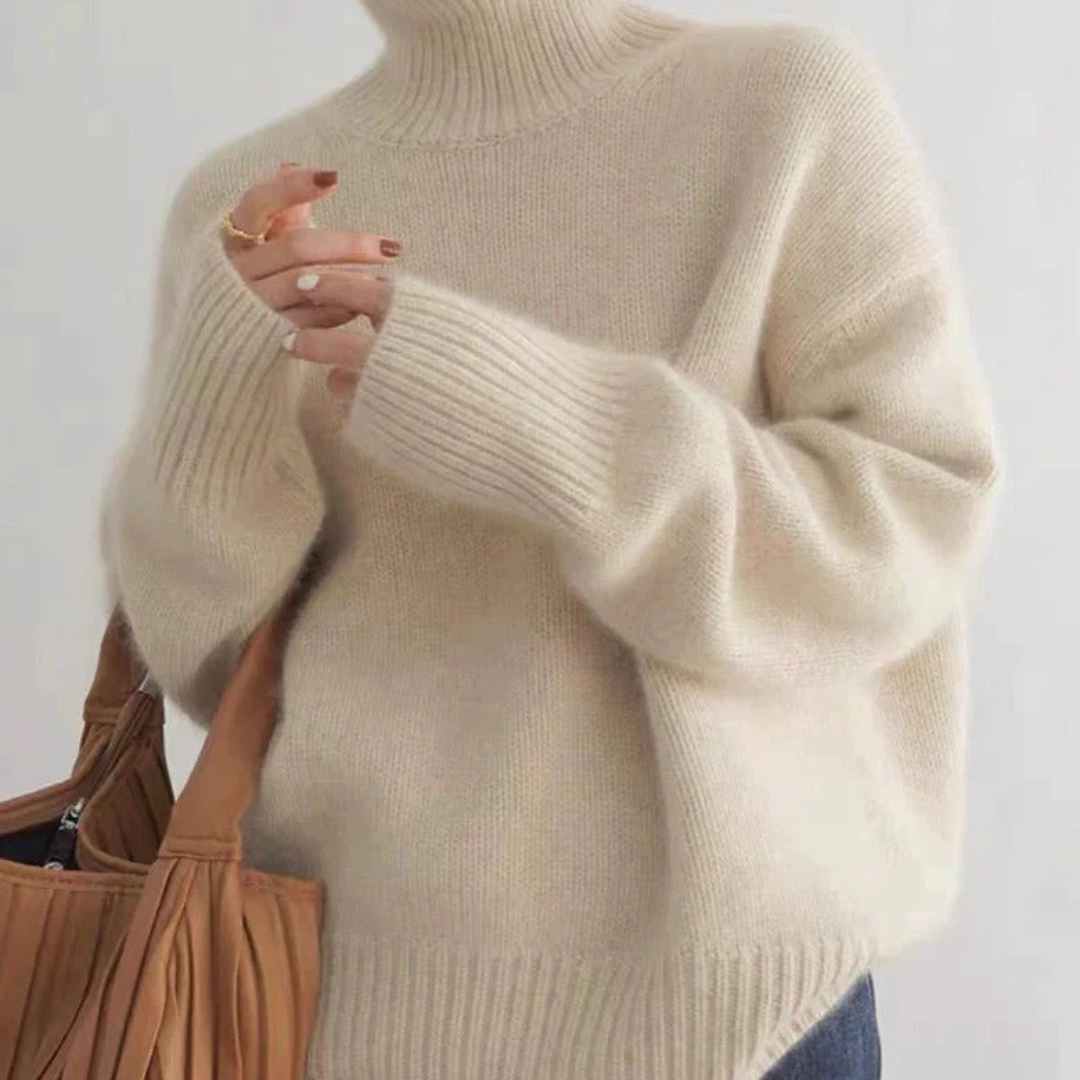 Diana | Refined Ribbed Trim Knit Turtleneck Sweater