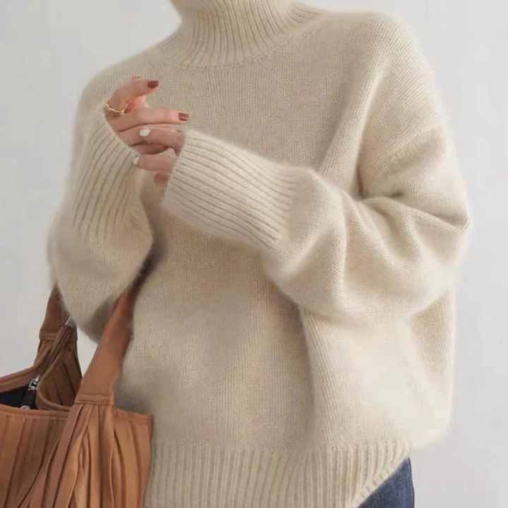 Diana | Refined Ribbed Trim Knit Turtleneck Sweater