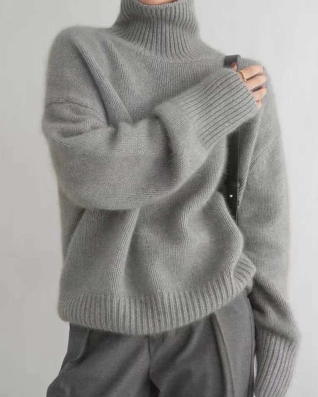 Diana | Refined Ribbed Trim Knit Turtleneck Sweater