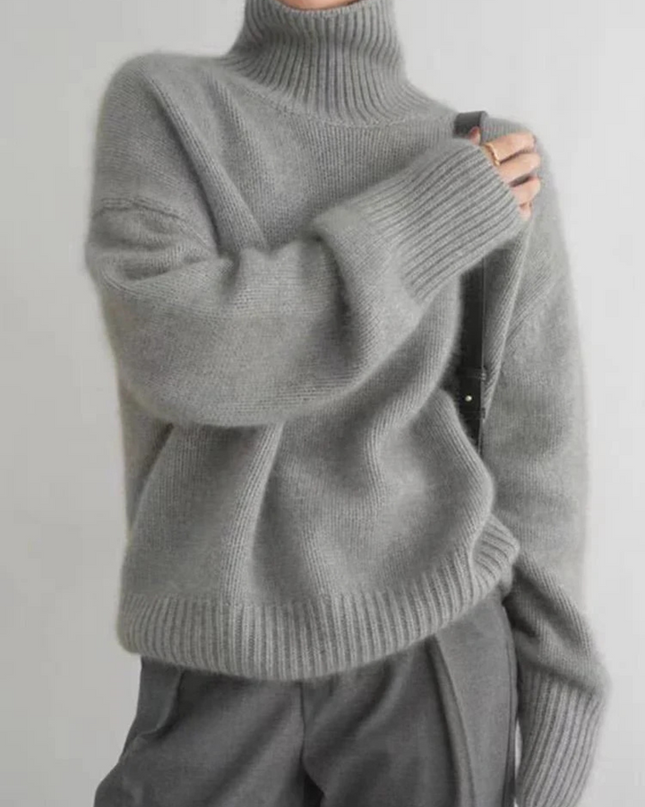 Diana | Refined Ribbed Trim Knit Turtleneck Sweater