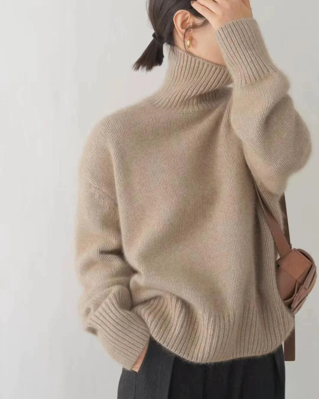 Diana | Refined Ribbed Trim Knit Turtleneck Sweater