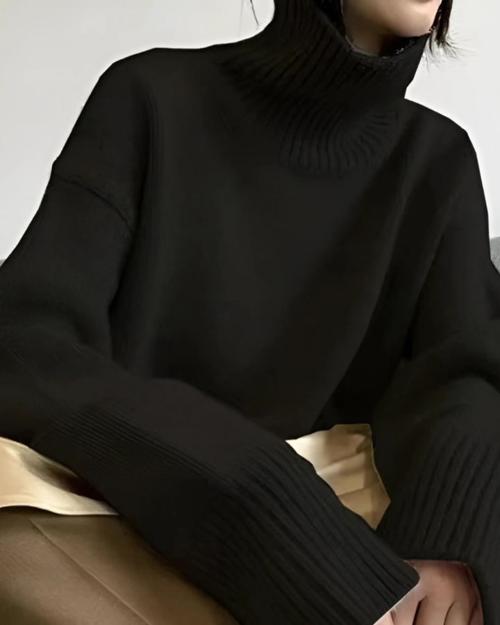 Diana | Refined Ribbed Trim Knit Turtleneck Sweater