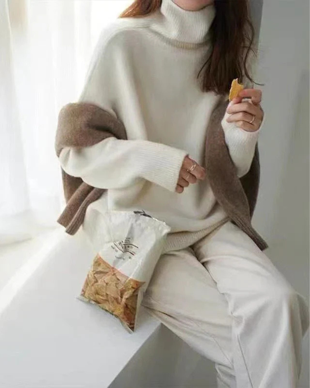 Diana | Refined Ribbed Trim Knit Turtleneck Sweater