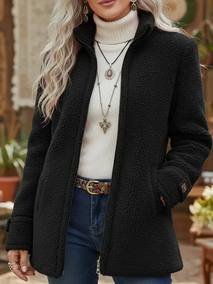 Diane | Timeless Stand Collar Zip-Up Sherpa Jacket Women