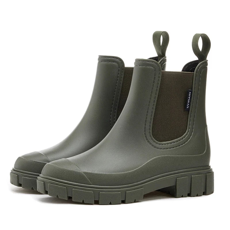 Donna | Chic Waterproof Chelsea Lug Sole Rain Boots