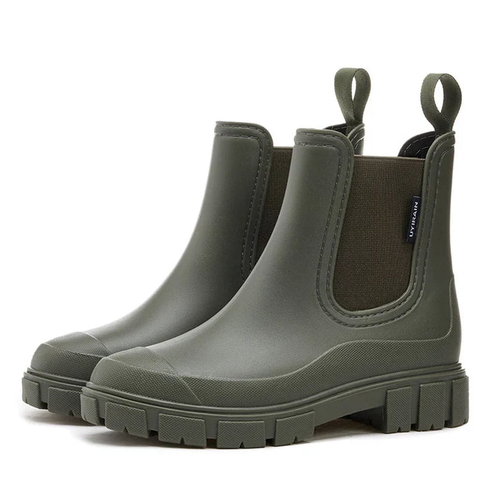 Donna | Chic Waterproof Chelsea Lug Sole Rain Boots