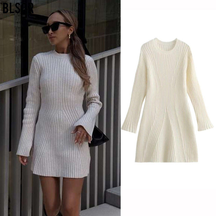 Donna | Cozy Ribbed Bell Sleeve Sweater Dress