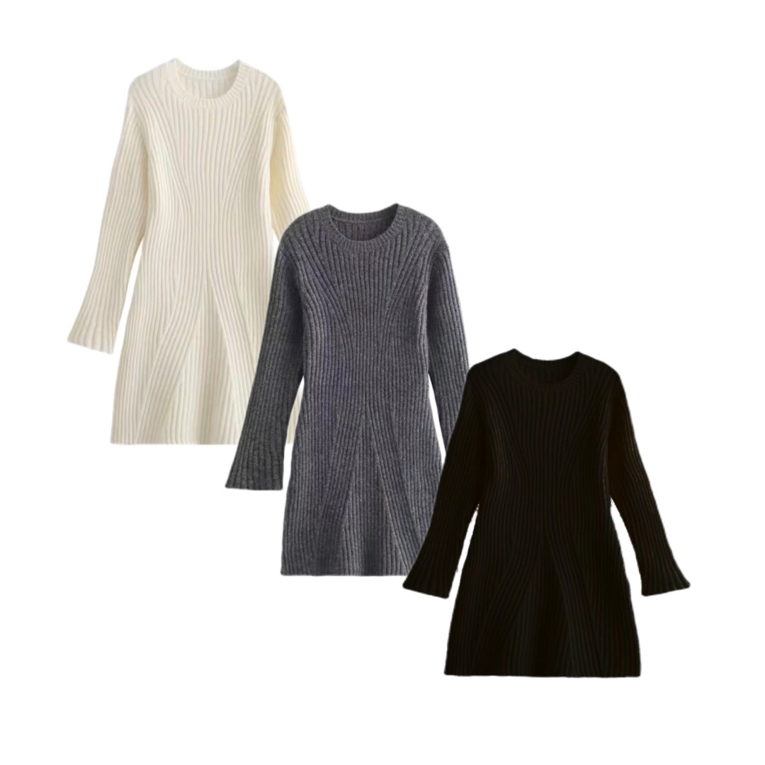 Donna | Cozy Ribbed Bell Sleeve Sweater Dress