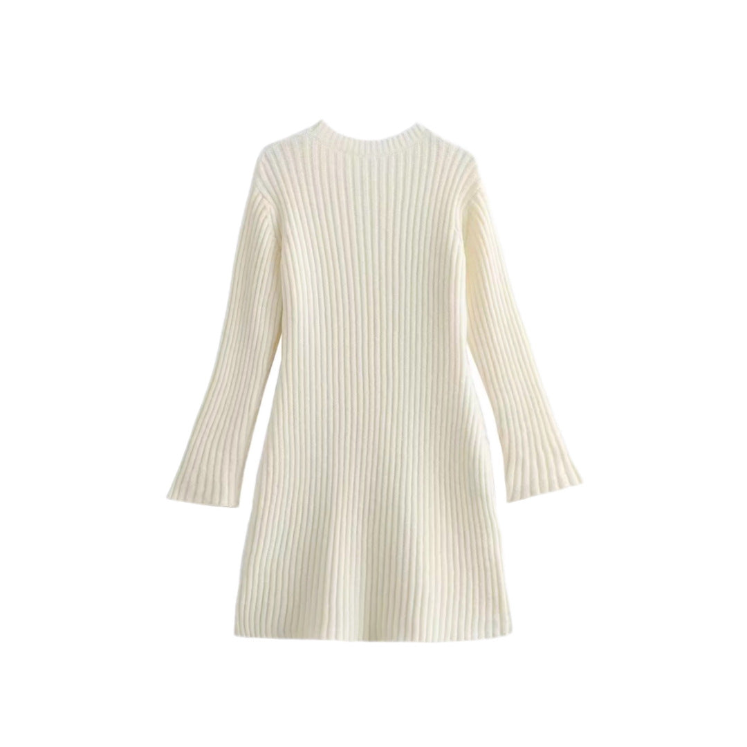 Donna | Cozy Ribbed Bell Sleeve Sweater Dress