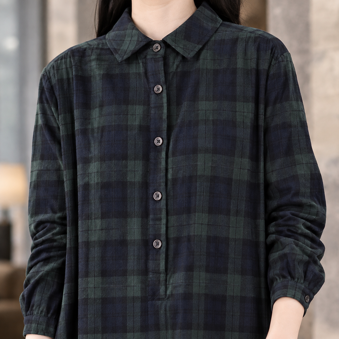 Donna | Effortless Plaid Long Sleeve Maxi Christmas Dress