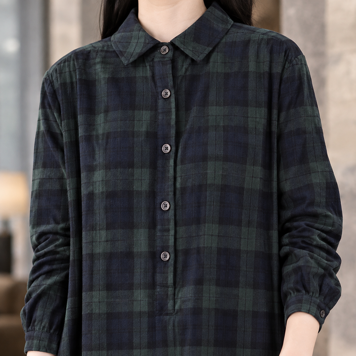 Donna | Effortless Plaid Long Sleeve Maxi Christmas Dress