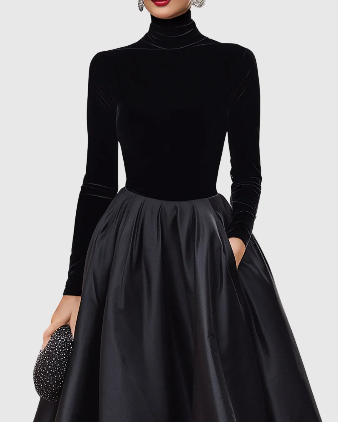 Donna | Effortless Turtleneck Winter Dress with Full Skirt