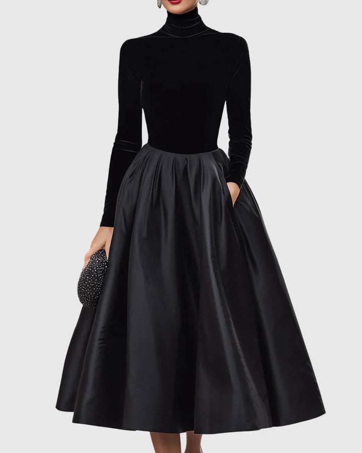 Donna | Effortless Turtleneck Winter Dress with Full Skirt