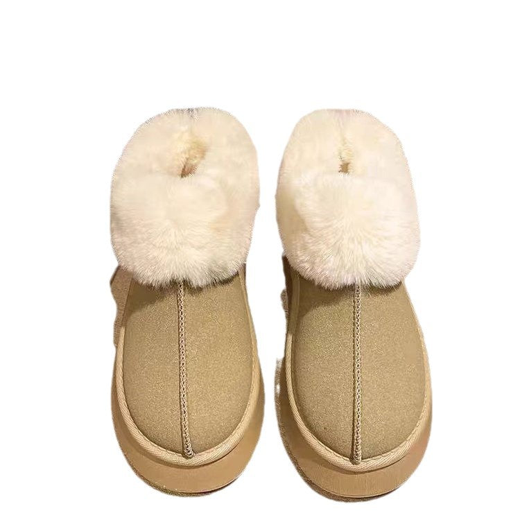 Donna | Refined Fur Collar Platform Slippers with Non-Slip Sole