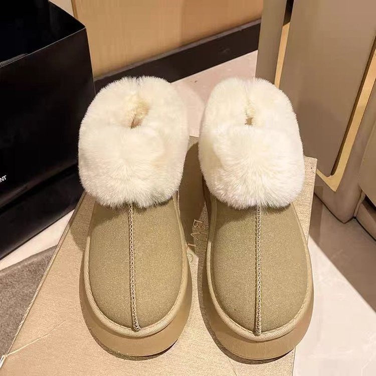 Donna | Refined Fur Collar Platform Slippers with Non-Slip Sole