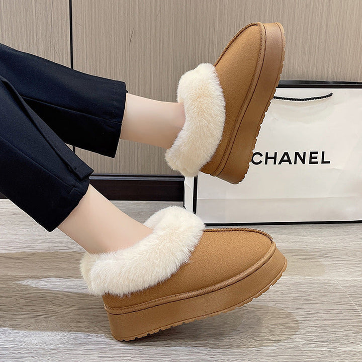 Donna | Refined Fur Collar Platform Slippers with Non-Slip Sole