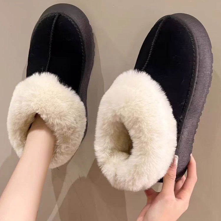 Donna | Refined Fur Collar Platform Slippers with Non-Slip Sole